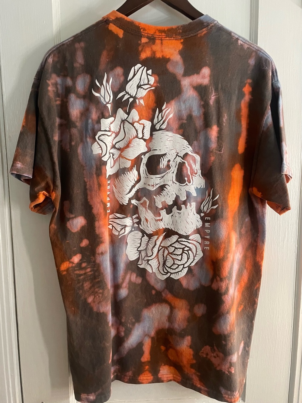 Empyre Tie Dye Skull Rose Graphic Tee short sleeve Crewneck Mens Womens Unisex L